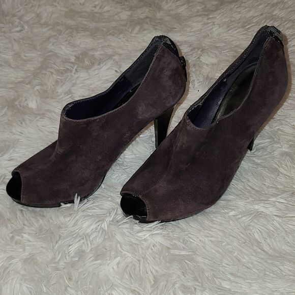Nine West Purple Suede Peep Toe Heels Size 7 - Picture 3 of 10